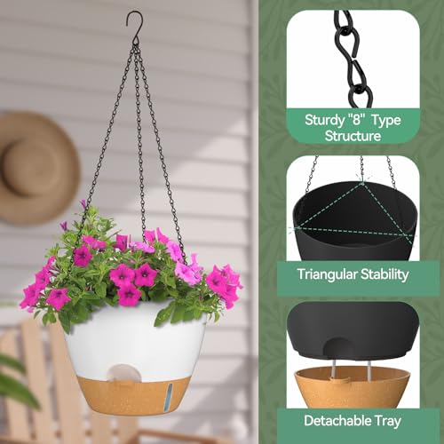 12 Inch Hanging Planters for Indoor Outdoor Plants (2 Count)