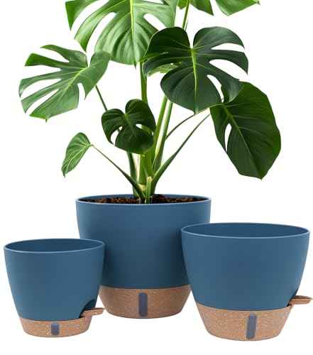 12/10/8 Inch Self Watering Pots for Indoor Plants Plastic Large Plant Pots for Outdoor Plants, Water Level Window & Spacious Reservoir Flower Pots Decorative Planter with Drainage and Tray (3 Count)