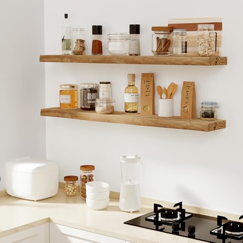 Wood Floating Shelves Live Edge 24” Set of 2 (2 Count)