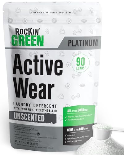 Active Wear Laundry Detergent Powder & Odor Eliminator for Sportswear & Workout Clothes (45 Ounce)