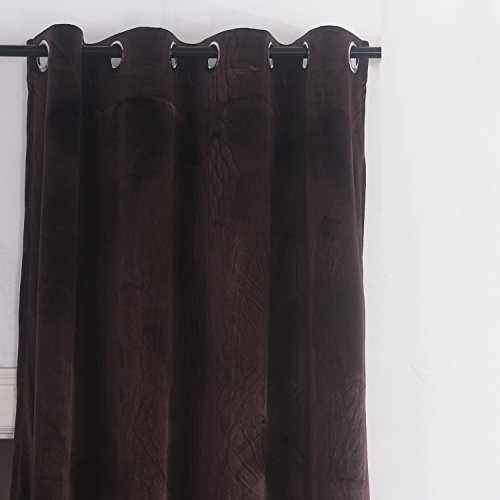 Luxury Velvet Blackout Curtains Panels with Grommet Draperies Eyelet 52Wx72L Inch Brown