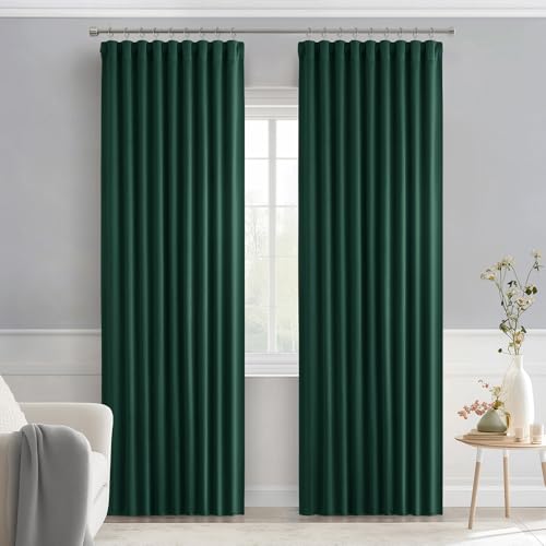 Christmas Hunter Green Back Tab Blackout Curtains 52"x84" 2 Panels (2 Count)
