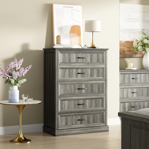 Farmhouse 5 Drawer Dresser for Bedroom