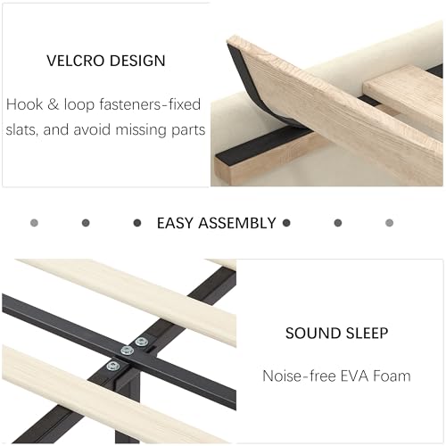 King Size Bed Frame with Upholstered Headboard