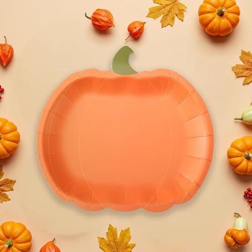 Pumpkin Party Plates Fall Disposable Paper Plate Dessert Shaped Tableware for Summerween Birthday Baby Shower Halloween Classroom Autumn Harvest Thanksgiving Party Favor Decorations 48pcs (48 Count)