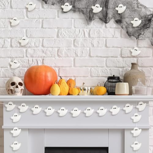 24 Pcs Halloween Cute Felt Ghosts Halloween DIY Ornament (24 Count)