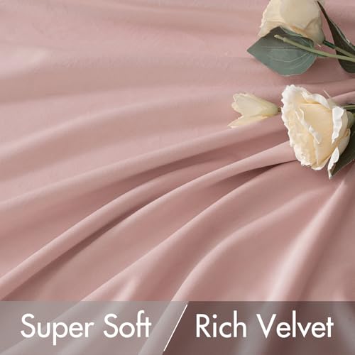Light Pink Velvet Pinch Pleat Blackout Curtains W52 X L96 Inches (2 Count)