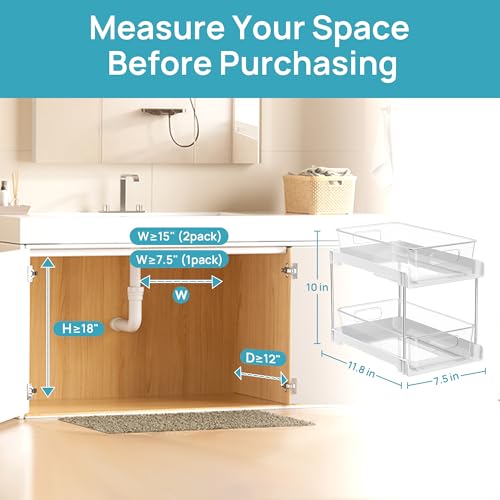 4 Pack Pull Out Bathroom Under Sink Organizer (4 Count)
