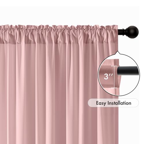 Light Pink Privacy Sheer Curtains 2 Panels 42W x 84L (2 Count)