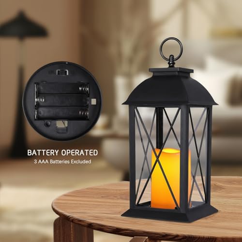 13 Inch Outdoor Decorative Lanterns with LED Candle Timer 2 Pack Cross (2 Count)
