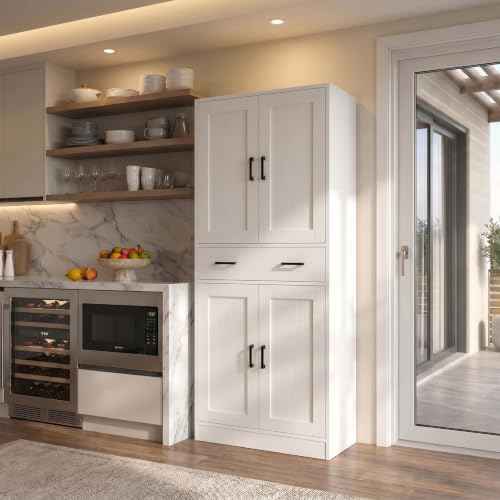 Rustic White Kitchen Pantry
