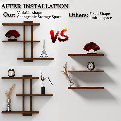 Variable Floating Shelves Wood Set of 3 (4 Count)