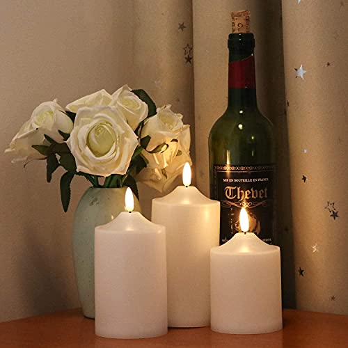 Waterproof Flameless Flickering LED Candles with Remote & Timer (3 Count)