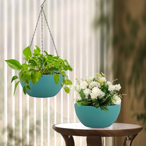 12 inch Large Hanging Planters for Indoor Outdoor Plants (2 Count)