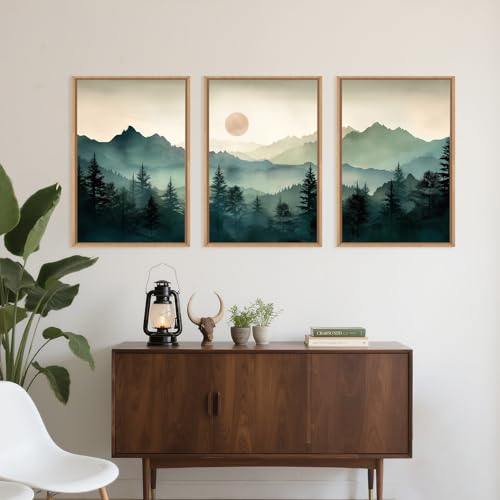 Large Boho Mountain Framed Wall Art Set