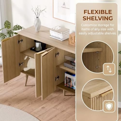 47.2" Modern Fluted Sideboard Cabinet with 4 Doors