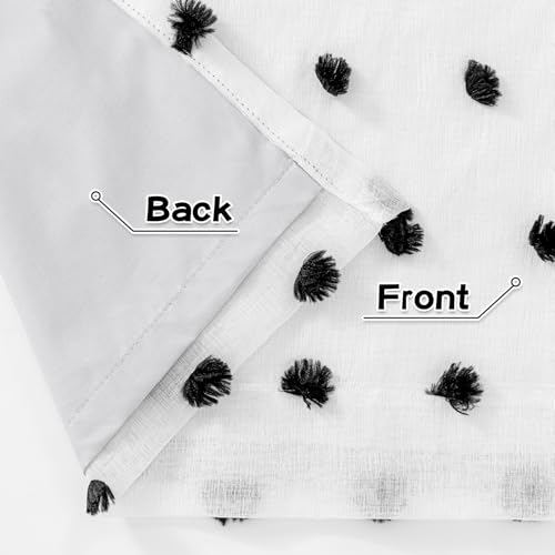 Blackout Curtains for Kids Bedroom 100% Light Block Out Thermal Insulated Curtain 63 Inches Grommet Room Darkening Curtains Privacy Window Drapes with Black Pom Pom Sheer 2 PCS (2 Count)