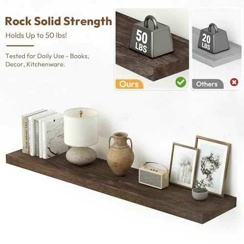 Elm Wood Floating Shelf 36x8” Set of 2 (2 Count)