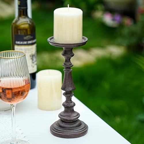 Rustic Cast Iron Pillar Candle Holder