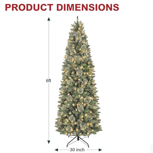 6 ft Pencil Prelit Christmas Tree with Pine Needles