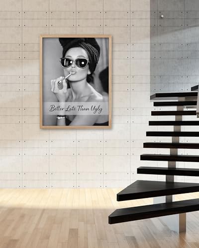 12x16in Hepburn Better Late Than Ugly Unframed Bathroom Wall Art