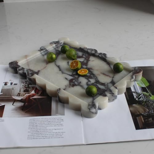 Natural Luxury Scalloped Marble Tray 10.8"x8"