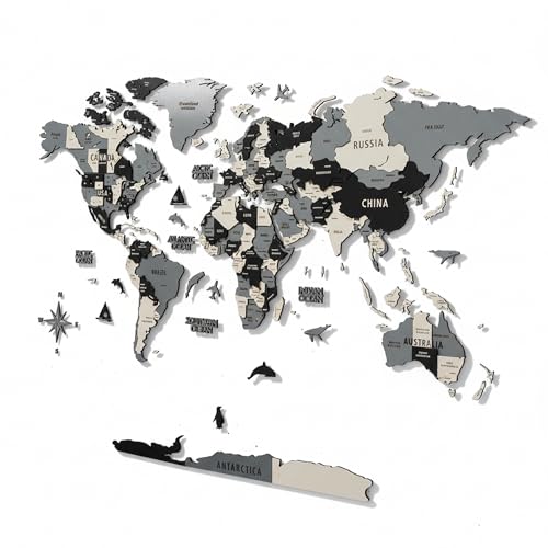 3D Wooden World Map Wall Art