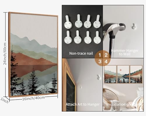 Boho Mountain Framed Canvas Wall Art Set (3 Count)