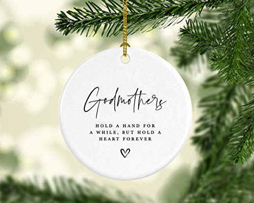 Round Ceramic Porcelain Christmas Tree Ornament Keepsake Collectible Godmother Gift