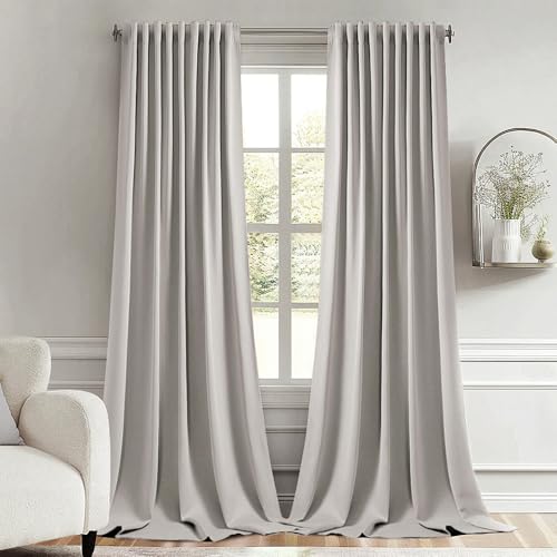 Cobblestone Back Tab Blackout Curtains 52x102 Inch Long 2 Panels Set (2 Count)