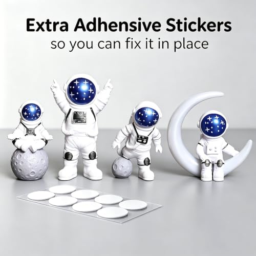 Blue White Astronaut Figurines Statues Set of 4 (4 Count)