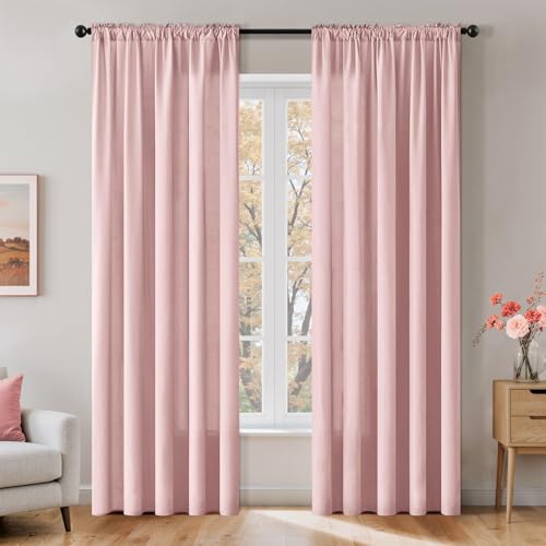 Light Pink Privacy Sheer Curtains 2 Panels 42W x 84L (2 Count)