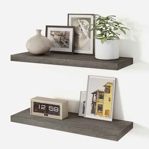 Elm Wood Floating Shelf 24x8” Set of 2 (2 Count)