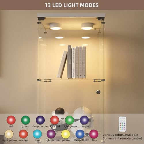 White Glass Display Cabinet with LED Light