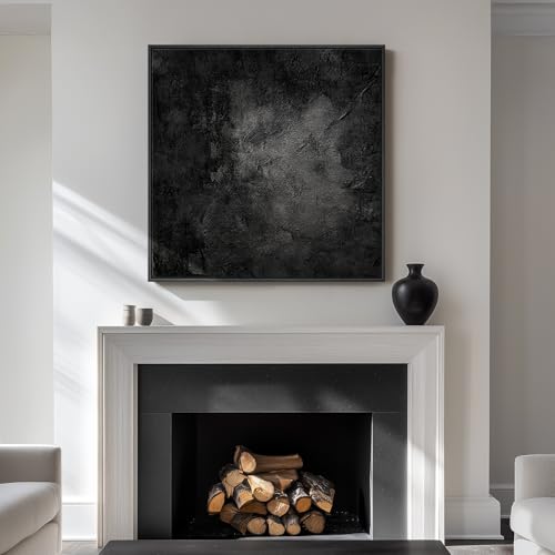 Framed Modern Black Abstract Square Wall Art Decor for Living Room