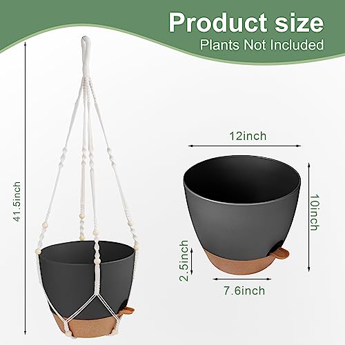 41.5 Inch Macrame Plant Hanger Indoor Outdoor with 12 Inch Flower Pot