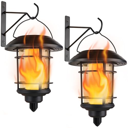 Solar Flame Wall Lanterns (2 Count)