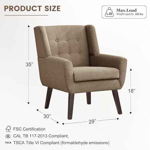 Accent Chair Upholstered Button Tufted Armchair