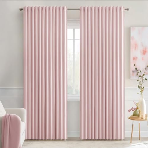Light Pink Back Tab Blackout Curtains 72x84 Inch Length 2 Panels Set (2 Count)