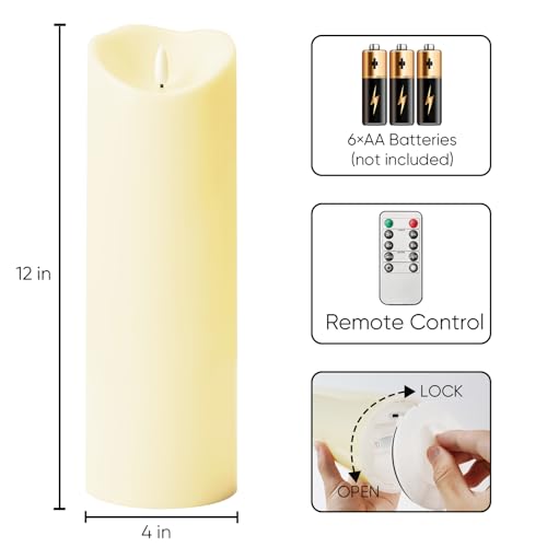 4"x12" Outdoor Waterproof Flameless Candles with Timers and Remote Control (2 Count)