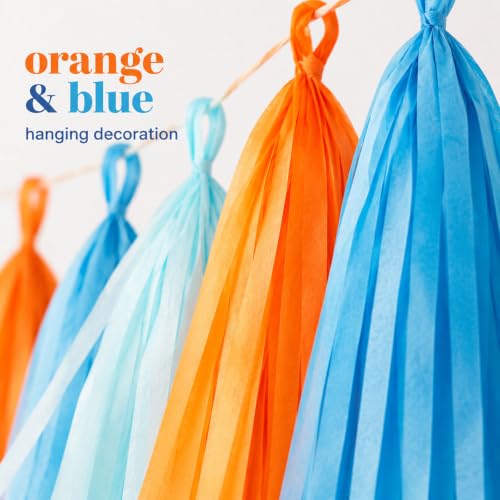 Orange and Blue Paper Tassel (20 Count)