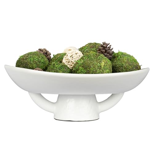 Elegant Ceramic Bowl with Moss Ball Set