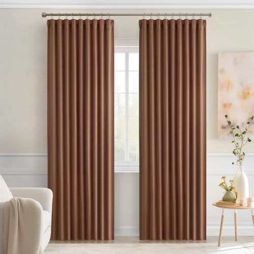 Cappuccino Brown Back Tab Blackout Curtains 52"x84" Long 2 Panel Set (2 Count)