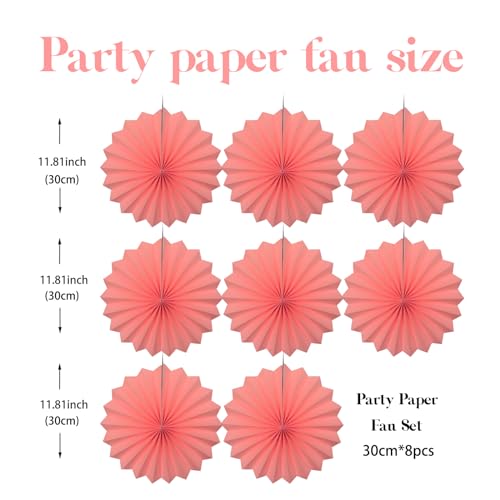Pink Decorations for Party Pink Hanging Paper Round Fans Bulk 12inch DIY