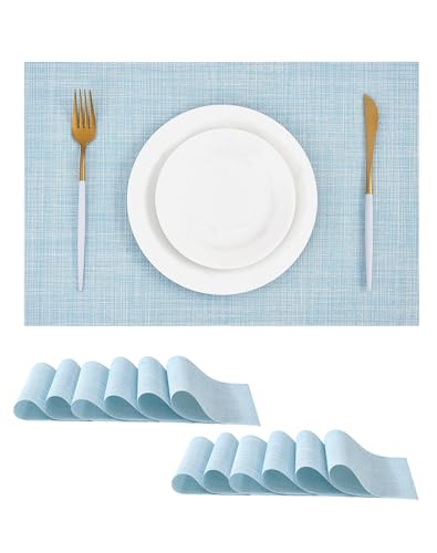Soft Sky Blue Woven Placemats Set of 12 (2.7 Count)