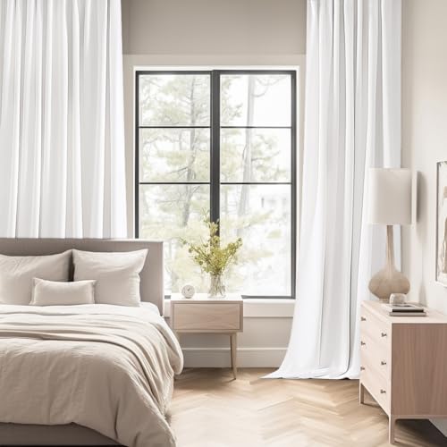 Pure White Back Tab Blackout Curtains 52x63 Inches Long 2 Panels Set (2 Count)