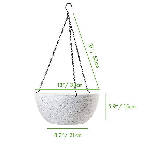 13 inch 2Pack Large Hanging Planters for Outdoor Indoor Plants with Drainage Holes and Chain (2 Count)