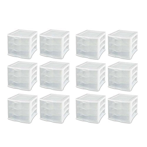 ClearView Compact Stacking 3 Drawer Storage Organizer System for Crafting Supplies