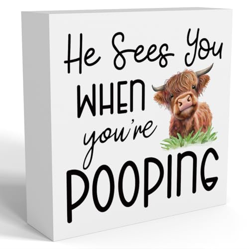 Funny Highland Cow Bathroom Decor Are You Pooping Sign Highland Cow Gifts for Women Highland Cow Nursery Decor