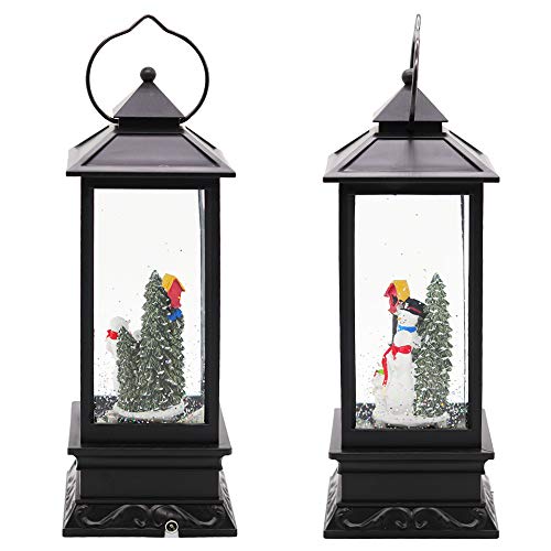 Snwoman Family Singing Snow Globe Lantern with 6 Hour Timer